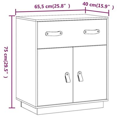 Dressoir 65,5x40x75 cm massief grenenhout wit - thumbnail