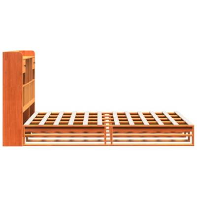 Bed met boekenkast zonder matras grenenhout wasbruin 140x200 cm