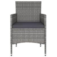 5-delige Bistroset poly rattan en gehard glas grijs - thumbnail