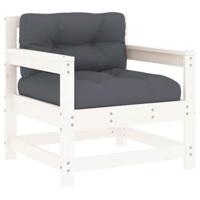 Tuinstoelen met kussens 2 st massief grenenhout wit - thumbnail