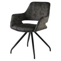 LivingFurn Eetkamerstoel 'Capp' Velvet, kleur Olive - thumbnail