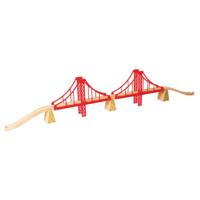 Bigjigs houten rails - dubbele hangbrug, 7dlg. - thumbnail
