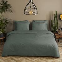 HIP Dekbedovertrek "uni dessin" - Groen - (200x200/220 cm) - Katoen Satijn - thumbnail