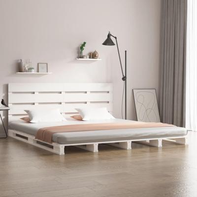 Bedframe zonder matras massief grenenhout wit 140x190 cm