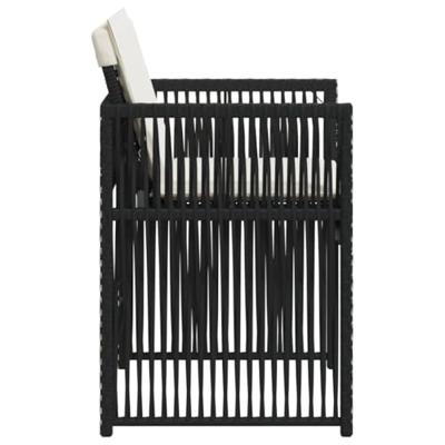Tuinstoelen 4 st met kussens poly rattan zwart - thumbnail