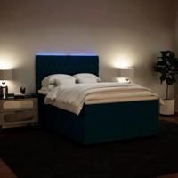 Boxspring met matras fluweel blauw 140x200 cm - thumbnail