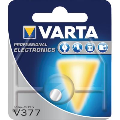 Varta Zilveroxide Batterij SR66 | 1.55 V DC | 27 mAh | Zilver | 10 stuks - VARTA-V377 VARTA-V377 Varta Zilveroxide Batterij SR66 | 1.55 V DC | 27 mAh | Zilver | 10 stuks - VARTA-V377 VARTA-V377