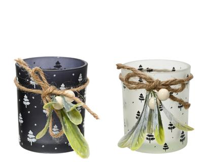 Decoris Theelichthouder maretak glas met h8,3cm Decoris Theelichthouder maretak glas met h8,3cm