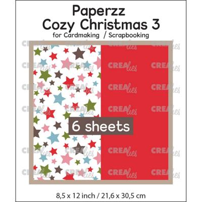 Crealies • paperzz 6x cozy christmas vel 3: sterren + rood