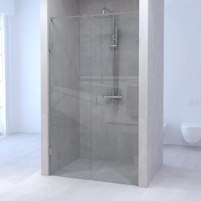 Brauer Void - Nisdeur - 2-Delig - Helder Glas - 120 x 200 cm - Omkeerbaar - met Draaideur 60 cm - Aan Muur - incl. Glascoating - PVD RVS-Kleurig