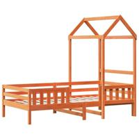 Bedframe met huisje massief grenenhout wasbruin 75x190 cm - thumbnail
