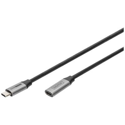 Digitus DB-300230-010-S USB-kabel USB 3.2 Gen1 USB-C, USB-C bus, USB-C stekker 1.00 m Zwart Flexibel, Afgeschermd, Met USB