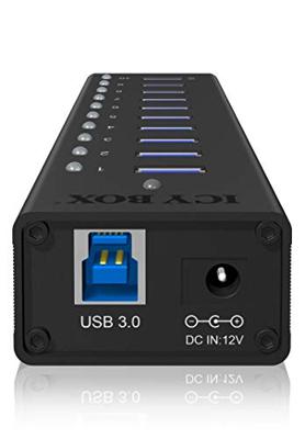 ICY BOX ib-ac6110 usb-hub (zwart, 10x usb 3.0 poorten)