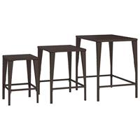 Tafeltjesset 3 st poly rattan bruin - thumbnail
