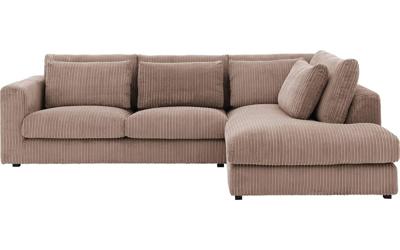 Goossens Bank Ravenia bruin, stof, 2,5-zits, stijlvol landelijk met ligelement rechts