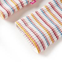 Kindershirt met lange mouwen lage col 128 gestreept ecru - thumbnail