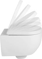 Saqu Home randloos hangtoilet met PowerFlush en quickrelease toiletbril mat wit - thumbnail