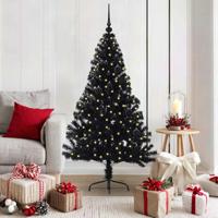 VidaXL Kunstmatig voorverlicht kerstboom met 150 led zwart 150 cm pvc - thumbnail