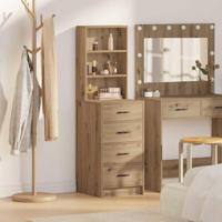 Highboard artisanaal eikenkleurig 40 x 41 x 135 cm Bewerkt hout - thumbnail