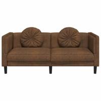 Bank met kussens 2-zits kunstsuède bruin - thumbnail