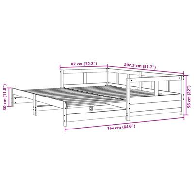 Slaapbank met onderschuifbed en matrassen 80x200 cm grenenhout - thumbnail