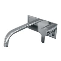 Brauer Chrome Edition Inbouw Wastafelmengkraan met Gebogen Uitloop en Afdekplaat Model D1 Chroom - thumbnail