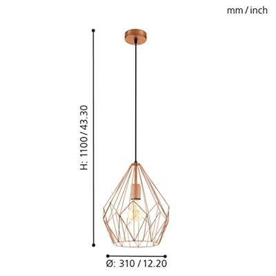 Eglo HanglampCarlton koper - 49258 - thumbnail
