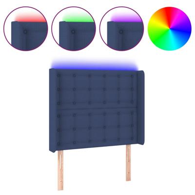 Hoofdbord LED 147x16x78/88 cm stof blauw