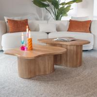 By-Boo Organische Salontafel 'Fall' Mangohout, Set van 2 stuks, kleur Naturel - thumbnail