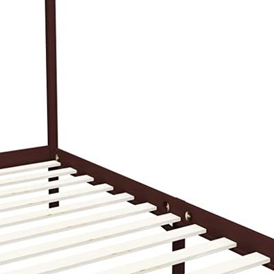Hemelbedframe massief grenenhout donkerbruin 120x200 cm