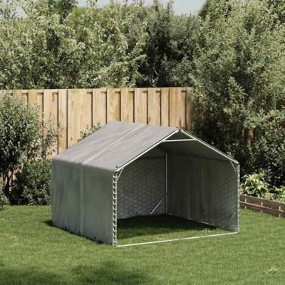 VidaXL Hondenhok voor buiten met hoes 2x2x1,5 m gegalvaniseerd staal