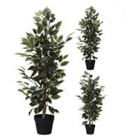 Kunstplant Ficus 95 cm Groen/Wit - thumbnail