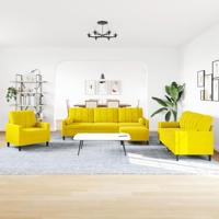 4-delige Loungeset met kussens en bolsters fluweel geel - thumbnail