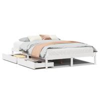 Bedframe zonder matras massief grenenhout wit 135x190 cm - thumbnail