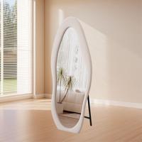 LoXa Passpiegel Velanto Crème - 160x60 cm - Alleen Staand - Velvet Frame - HD Glas - Luxe Volledige Lichaam Spiegel - thumbnail