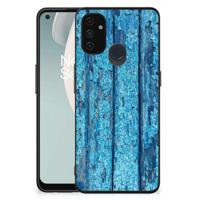 OnePlus Nord N100 Houten Print Telefoonhoesje Wood Blue - thumbnail