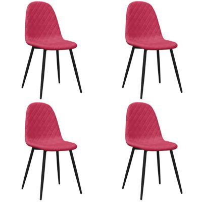 Eetkamerstoelen 4 st fluweel wijnrood