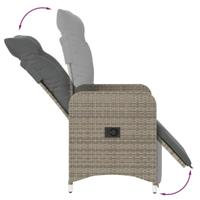 Tuinstoelen 2 st verstelbaar met kussens poly rattan grijs - thumbnail