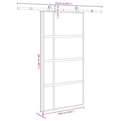 Schuifdeur met beslag 102,5x205 cm gehard glas en aluminium