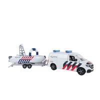 Kids Globe Traffic VW Transporter politiewagen met boot - thumbnail