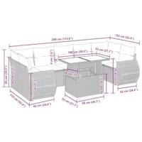 8-delige Loungeset met kussens poly rattan zwart - thumbnail