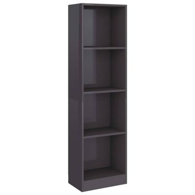 vidaXL Boekenkast 4 schappen 40x24x142 cm spaanplaat hoogglans grijs
