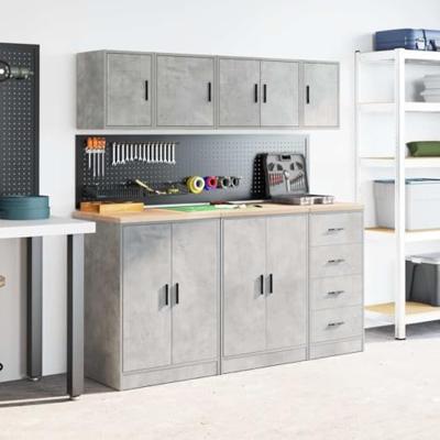 Garage wandkast betongrijs bewerkt hout