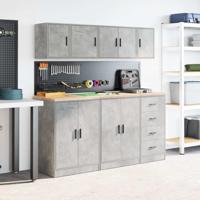 Garage wandkast betongrijs bewerkt hout - thumbnail