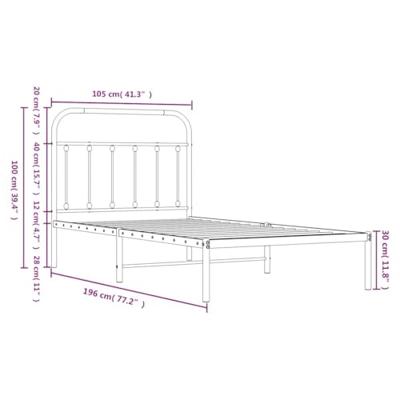 Bedframe met hoofdbord metaal wit 100x190 cm