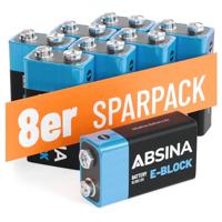 Absina 9V batterij (blok) Alkaline 580 mAh 9 V 8 stuk(s) - thumbnail