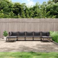 7-delige Loungeset met kussens poly rattan antracietkleurig - thumbnail