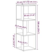 Hoekkast 33x33x100 cm bewerkt hout artisanaal eikenkleur - thumbnail