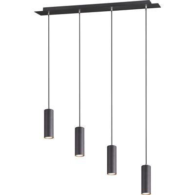Moderne LED Hanglamp GU10 - 4-lichts Rond Mat Zwart Aluminium