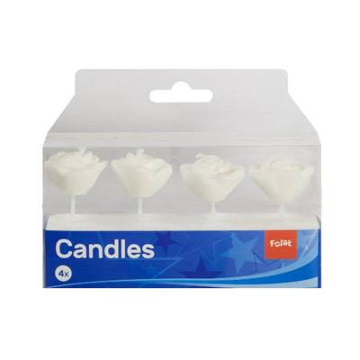 Kaarsjes Witte Rozen - 4 Stuks